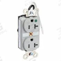 HUBBELL Receptacle: Hospital Grade Fed. Spec., Duplex, 5-20R, Gray, 125V AC, 20 A, 2 Pole / 3 Wire (MPN HBL8300SGGYA)