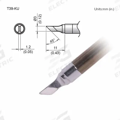 HAKKO Soldering Tip: T39 Series, Knife, 3 mm W - T39 Series Soldering Tips