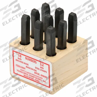 APPROVED VENDOR Hand Stamp Kit: 0 thru 9 (6 doubles as 9), 1/8 in Character Ht - Sharp-Face Hand Stamps