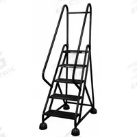 COTTERMAN Rolling Ladder: 3.8 ft Platform Ht, Partially Assembled, Steel, Wt-Actuated Auto-Lock (MPN ST-521 A2 C7 P5). Key specifications — Includes Handrails: Handrails Included; Material: Steel; Brand: COTTERMAN; Color: Black.