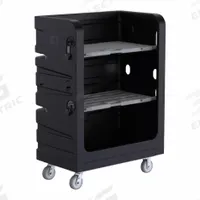 R&B WIRE PRODUCTS INC. Cube Truck: 48 in L x 29 in W x 69 in H, (2) Rigid/(2) Swivel, Black, Rubber (MPN 749BLK-PS). Key specifications — Manufacturer Part Number: 749BLK-PS; Brand: R&B WIRE PRODUCTS INC.; Caster/Wheel Configuration: (2) Rigid; Color: Black.