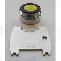 CHICAGO FAUCETS Outlet: 2.2 gpm Flow Rate, Aerated Flow Outlet, Brass, Chrome Finish, Male, UNS (MPN E12VPJKABCP). Key specifications — Includes: Spanner Wrench; Material: Brass; Product Type: Outlet; Connection Size: 13/16"-27; Brand: CHICAGO FAUCETS.