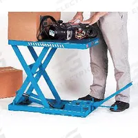 BISHAMON Scissor Lift Table: Manual, 440 lb Load Capacity, 21 in Max Lifting Ht, Foot Pedal (MPN X-20C). Key specifications — Brand: BISHAMON; Lift Mechanism: Hydraulic.