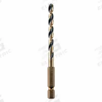 DEWALT Hex Shank Drill Bit: 13/64", 135° Split Point, Black & Gold HSS, Impact Rated (MPN DWA5013). Key specifications — attr1234973: Impact Rated; attr1234966: DEWALT; attr1234978: 0.2031.