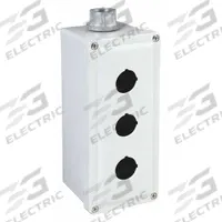 SCHNEIDER ELECTRIC Push Button Enclosure: 30mm, 3 Holes, Non-Metallic, NEMA 1/12/3/4/4X (MPN 9001SKY3). Key specifications — attr211299: SCHNEIDER; attr1043605: Washdown-Corrosion-Resistant.