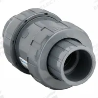 HAYWARD Check Valve: Ball, Inline Valve Body, PVC, 1 1/2 in Pipe Size, True Union Socket/NPT, Std (MPN TC10150ST). Key specifications — Ball Material: PVC; Brand: HAYWARD.