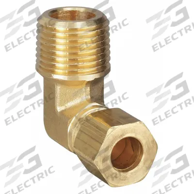 PARKER Compression Fitting Elbow: 5/16 in OD x 1/4 in Pipe Fitting Size, Compression x MNPT - Standard Sleeve Brass Compression Fittings