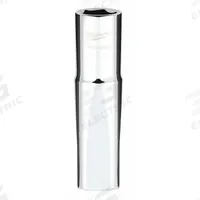 MILWAUKEE Deep Well Socket: Metric, 1/2 in Drive Size, 14 mm Socket Size, 6-Point, Deep, Chrome (MPN 45-34-9138). Key specifications — attr1204417: MILWAUKEE; attr1204392: Chrome.