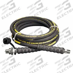 Hydraulic Hose Assembly: 3/8 in ID, CH604 x NPTF, 20 ft Lg, Black, 3/8 in x 3/8 in Fitting Size (MPN HC9320). Key specifications — Hose Color: Black; Hose Tube Material: Rubber; Fitting Type: CH604 x NPTF; Manufacturer Part Number: HC9320; Brand: ENERPAC.