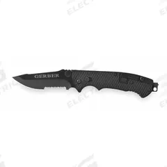 GERBER Folding Knife: 3 1/2 in Blade Lg, 5 1/4 in Closed Lg, 8 1/2 in Overall Lg, Plastic, Serrated (MPN 22-41870). Key specifications — attr307537: Plastic; attr307538: Yes; attr324882: GERBER.