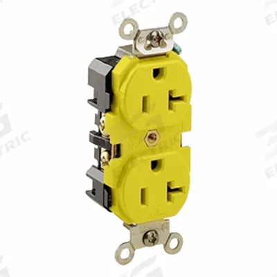LEVITON Straight Blade Connector: 5-20R, 125V AC, 20 A, 2 Pole, 3 Wire, Yellow (MPN 53CM-62) - General Purpose Connectors