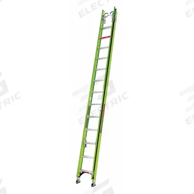 LITTLE GIANT Extension Ladder: 28 ft Ladder Size, Fiberglass, 300 lb Load Capacity - Cable Grab Non-Conductive Fiberglass Extension Ladders