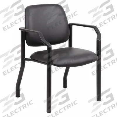 BOSS Frame Chair: Black, Black, 0 Casters/Glides, Arms, 22 in Overall Wd - Antimicrobial Waiting Room Chairs