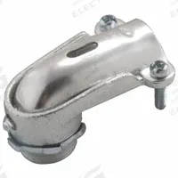 Squeeze Elbow Connector: Iron, 1/2 in Trade Size, Non Insulated (MPN 2202). Key specifications — Connection Type: Squeeze; Connection Orientation: 90°; Material: Iron; Insulated: No; For Use With: Flexible Metal Conduit; Connector Style: Elbow; Standards: UL 514B; Brand: RACO.