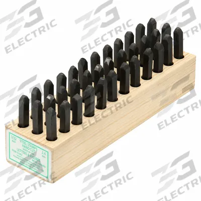 YOUNG BROS. STAMP WORKS Hand Stamp Kit: 0 thru 9 (6 doubles as 9)/Ampersand (&)/A thru Z - Precision-Ground Sharp-Face Hand Stamps