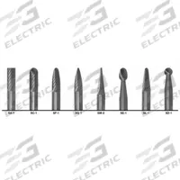 CLE-LINE Carbide Bur Set: 1/4" Shank, Double Cut, 1/4" Head Dia, 8 pc (MPN C17770). Key specifications — Trade Number: SD-1; Brand: CLE-LINE.