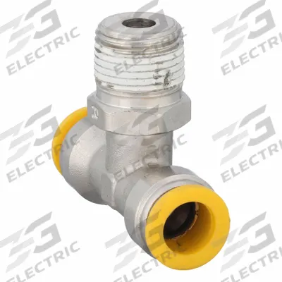 PARKER Push-Fit Tee Fitting: 10 mm OD x 10 mm OD x 3/8 in Pipe Size, Brass - Nickel-Plated Brass Tube Fittings