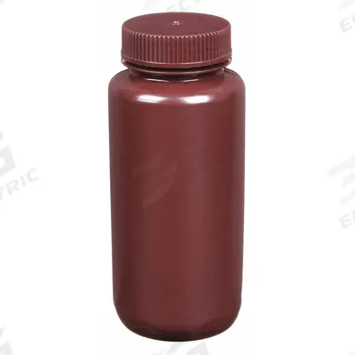 APPROVED VENDOR Reagent Bottle: HDPE, 500 mL, 16.9 fl oz, Closure Included, Amber - HDPE Wide Mouth Round Lab Bottles