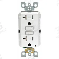 LEVITON GFI Receptacle: Decorator Duplex, 5-20, White, GFCI, 125V AC, 20 A, 2 Pole / 3 Wire (MPN GFTR2-W)