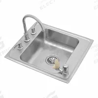 ELKAY Classroom Sink: Dual Manual Handle, Lever, 22 in Overall Lg, 19 1/2 in Overall Wd, 18 ga (MPN DRKR2220C). Key specifications — Brand: ELKAY; Sink Material: Stainless Steel.