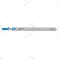BOSCH Jigsaw Blade: 24, 132 mm Blade Lg, Bi-Metal, High Speed Steel, T Shank, 1 Pieces, 5 PK (MPN T318A). Key specifications — attr1097716: Thin Metal; attr1097715: Bi-Metal; attr1097719: 24; attr1097721: High Speed Steel; attr1097728: BOSCH.
