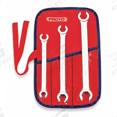 PROTO Flare Nut Wrench Set: Alloy Steel, Satin, 3 Tools, 3/8 in to 11/16 in Range of Head Sizes - SAE, Double End, Standard-Head, 6-Point Flare Nut Wrench Sets