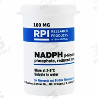RPI NADPH (B-Nicotinamide adenine dinucleotide phosphate, Reduced Form, tetrasodium Salt) (MPN N20140-0.1). Key specifications — Form: Powder; Special Information: BSE/TSE Free; Brand: RPI; Chemical Grade: Lab; Container Material: Plastic.