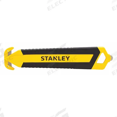 STANLEY Safety Cutter: 6 1/8 in Overall Lg, Contoured Handle, Steel, Black/Yellow - Disposable Dual-Hook Safety Cutters