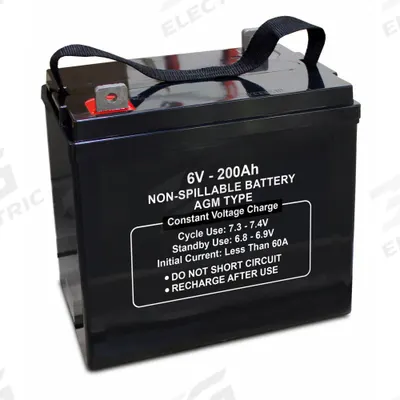 APPROVED VENDOR Sealed Lead Acid Battery: 6V DC, 200 Ah Capacity, 9.72 in Ht, 7.09 in Wd - Gel Sealed Lead Acid Batteries
