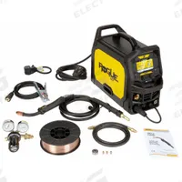 ESAB MIG Welder: Rogue EM 210 PRO, MIG Pack (MPN 0700301084). Key specifications — Input Voltage (Nominal) (Merch - Table Column, Filters): 230V; Max. Wire Diameter: 0.045 in (Flux-Cored); Rated Output at Duty Cycle (MIG) (Merch - Table Column, Filters): 82 A @ 60%.
