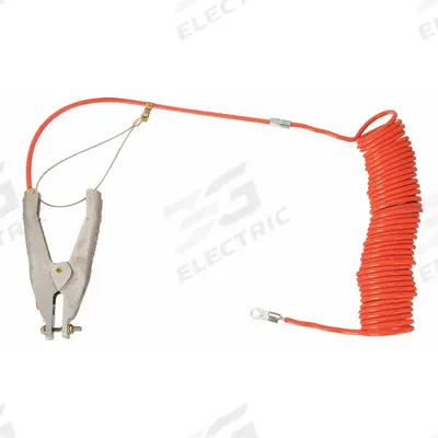 APPROVED VENDOR Coiled Grounding Wire: Hand Clamp/Terminal, 20 ft, PVC - Terminated Bonding & Grounding Wires