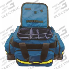 EMI Response Bag: 20 in L x 15 1/2 in W x 15 in D, Cordura Nylon, Blue, 11-20 in, 11-20 in/30+ in (MPN 838). Key specifications — Color: Blue; Closure Type: Zipper; Features: Padded Compartments; Brand: EMI.