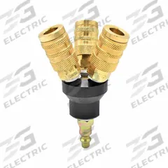 INTERSTATE PNEUMATICS Pipe Manifold Fitting: Inline, Round, Brass, 1/4 in Quick-Disconnect Insert (MPN FPM44-KH4BS). Key specifications — Material: Brass; Brand: INTERSTATE PNEUMATICS; Specific Fitting Shape: Round.