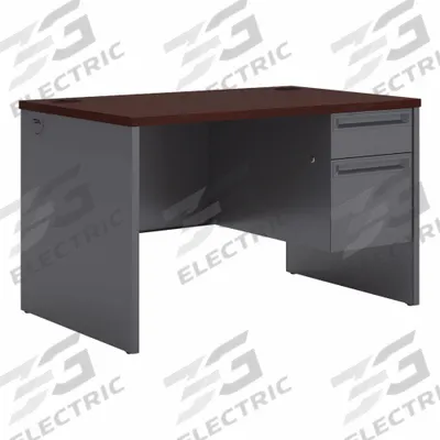 HON Desk: Laminate, Charcoal/Mahogany, 1 Pedestals, 2 Drawers, 48 in Overall Wd - Pedestal Desks