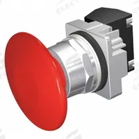 SIEMENS Mushroom Head Push Button: Non-Illuminated, Mushroom Head Profile, Non-Metallic, 30 mm, 1NO (MPN 52PM9V2K). Key specifications — Brand: SIEMENS; Action: Momentary; Series: Class 52; Terminal Connection: Pressure Plate; Push Button Material Type: Non-Metallic.