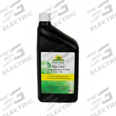 RENEWABLE LUBRICANTS Compressor Oil: 1 qt, Bottle, 30 SAE Grade, 200 Viscosity Index, Food Grade (MPN 84201). Key specifications — attr59744: 200; attr59736: Yes; attr59735: Bottle; attr59738: Bio-SynXtra FG; attr59749: 30.