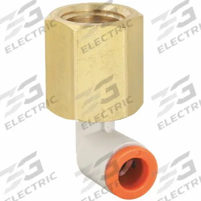 SMC Push-Fit Elbow Fitting: 1/8 in OD x 1/4 in Pipe Size, Push-to-Connect x FNPT - Polybutylene & Brass Tube Fittings