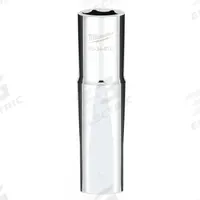 MILWAUKEE Deep Well Socket: SAE, 1/2 in Drive Size, 9/16 in Socket Size, 6-Point, Deep, Chrome (MPN 45-34-9127). Key specifications — attr1204417: MILWAUKEE; attr1204392: Chrome.