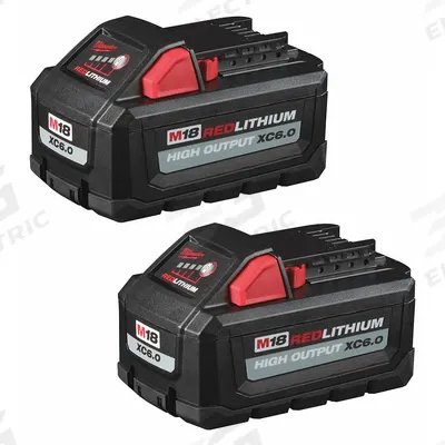 MILWAUKEE Battery: M18, 6 Ah, 2 Batteries Included, 18V DC - Milwaukee Cordless Tool Batteries
