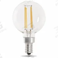FEIT ELECTRIC Compact LED Bulb: Candelabra Screw (E12), LED, (G) Globe, G16-1/2, 5.5 W Watt, 2700K (MPN BPG1660927CAFIL/2/RP). Key specifications — Bulb Shape: G16-1/2; Voltage: 120V AC; Bulb Finish: Clear; Color Temperature: 2700K; Brand: FEIT ELECTRIC.