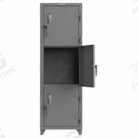 STRONG HOLD Locker: 24 in x 24 in x 75 in, 3 Tiers, 1 Units Wide, 3 Lockers, 24 in x 24 in, Steel (MPN 26-3D-24-3T-EK-L). Key specifications — Mounting Style: Surface; Brand: STRONG HOLD; Handle Type: Swing; Locker Color: Gray; Mounting Location: Freestanding; Locker Material: Steel; Frame Assembled: Assembled; Lock Type: Electronic Keypad.