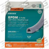 FROST KING Door Weatherstripping: 17 ft Lg, 5/16 in Wd, 17 in Ht (MPN V25GA). Key specifications — Insert Material: EPDM Rubber; Flange Material: Polyurethane; Brand: FROST KING.
