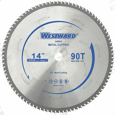 WESTWARD Circular Saw Blade: 14 in Blade Dia., 90 Teeth, 0.09 in Cut Wd, 1 in Arbor Size - Steel & General Metal-Cutting Blades
