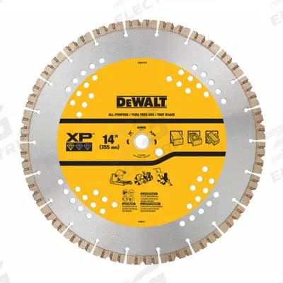 DEWALT Diamond Saw Blade: Block/Brick/Concrete, 14 in Blade Dia., 1 in Arbor Size - Concrete & Asphalt-Cutting Blades