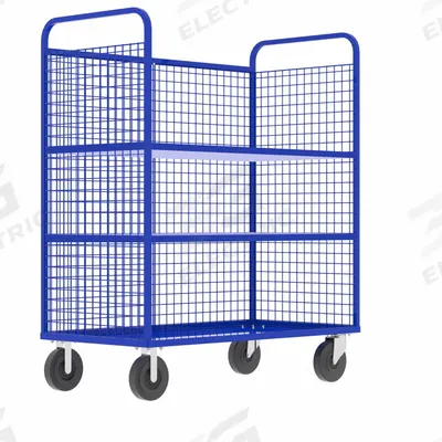 VALLEY CRAFT Cage Cart: 2,000 lb, Overall Dim. 57 in L x 30 in W x 68 in H, Adj, 2 Shelves - Dual-Side-Access with Wire Shelves