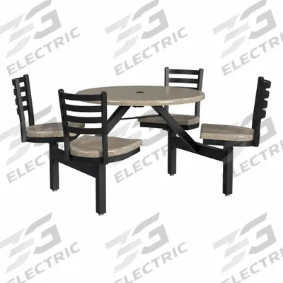 PALMER HAMILTON Picnic Table: Fiberglass, Durable Fiberglass Finish, Brown - Round Picnic Tables