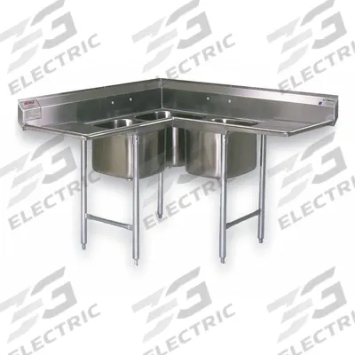 EAGLE GROUP Kitchen Sink: 3 Bowls, 44 in Overall Ht, 59 3/4 in Overall Lg - Three-Bowl Freestanding Kitchen & Bar Sinks without Faucets