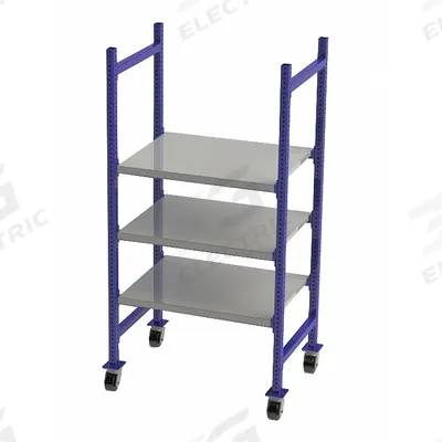 UNEX FLOW CELL Gravity Flow Rack: 36 in x 28 in x 72 in, Flat, 3 Shelves - Flat Solid-Deck Bolted Mobile Flow Racks