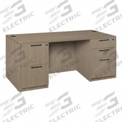 REGENCY Desk: Particle Board, Oak, 2 Pedestals, 5 Drawers, 66 in Overall Wd, 29 in Overall Ht (MPN LDPF6630NO). Key specifications — Desktop Material: Particle Board; Includes Modesty Panel: Yes; Pedestal Location: Double Pedestal; Kit Product Type: Double Pedestal Desk; Desktop Color: Oak; Brand: REGENCY; Frame Color: Noble Oak; Frame Material: Particle Board.