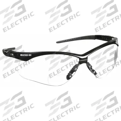 KLEENGUARD Reader Safety Glasses: Clear Lens Color, Wraparound Frame, Hard Coat, Bottom - Padded Comfort-Fit Reader Safety Glasses